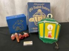 Lauscha Glas Creation German Ornaments & Old English Lantern by Glolite, tested and working