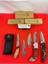 3 pcs Elk Ridge 440 Steel Folding Blade Hunting Knives Models ER072E, ER080D & ER055. NIB. See pi...