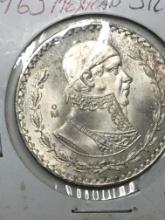 1963 Mexican Silver Dollar Un Peso