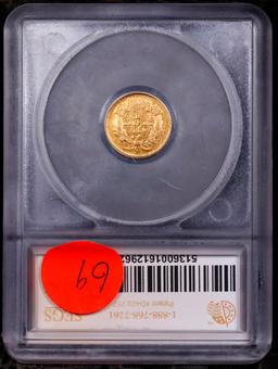 ***Auction Highlight*** 1859-c Gold Dollar Charlotte TY-III $1 Graded ms62+ details By SEGS (fc)