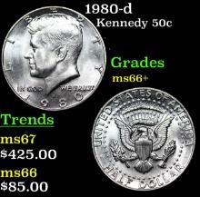 1980-d Kennedy Half Dollar 50c Grades GEM++ Unc