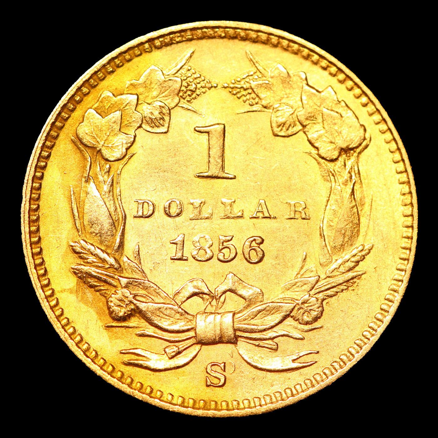 ***Auction Highlight*** 1856-s/s Gold Dollar TY-II FS-501 $1 Graded ms63 details By SEGS (fc)