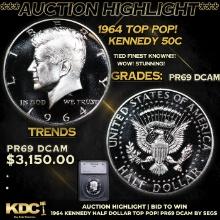 Proof ***Auction Highlight*** 1964 Kennedy Half Dollar TOP POP! 50c Graded pr69 DCAM BY SEGS (fc)