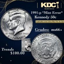1991-p Kennedy Half Dollar *Mint Error* 50c Grades GEM++ Unc
