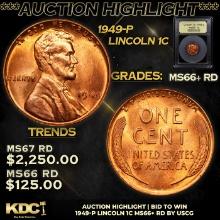 ***Auction Highlight*** 1949-p Lincoln Cent 1c Grades GEM++ RD (fc)