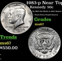 1983-p Kennedy Half Dollar Near Top Pop! 50c Graded ms67 BY SEGS
