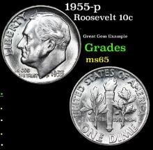 1955-p Roosevelt Dime 10c Grades GEM Unc