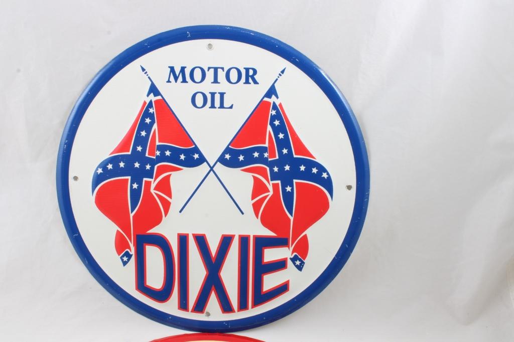 2 Dixie Motor Oil Metal Signs