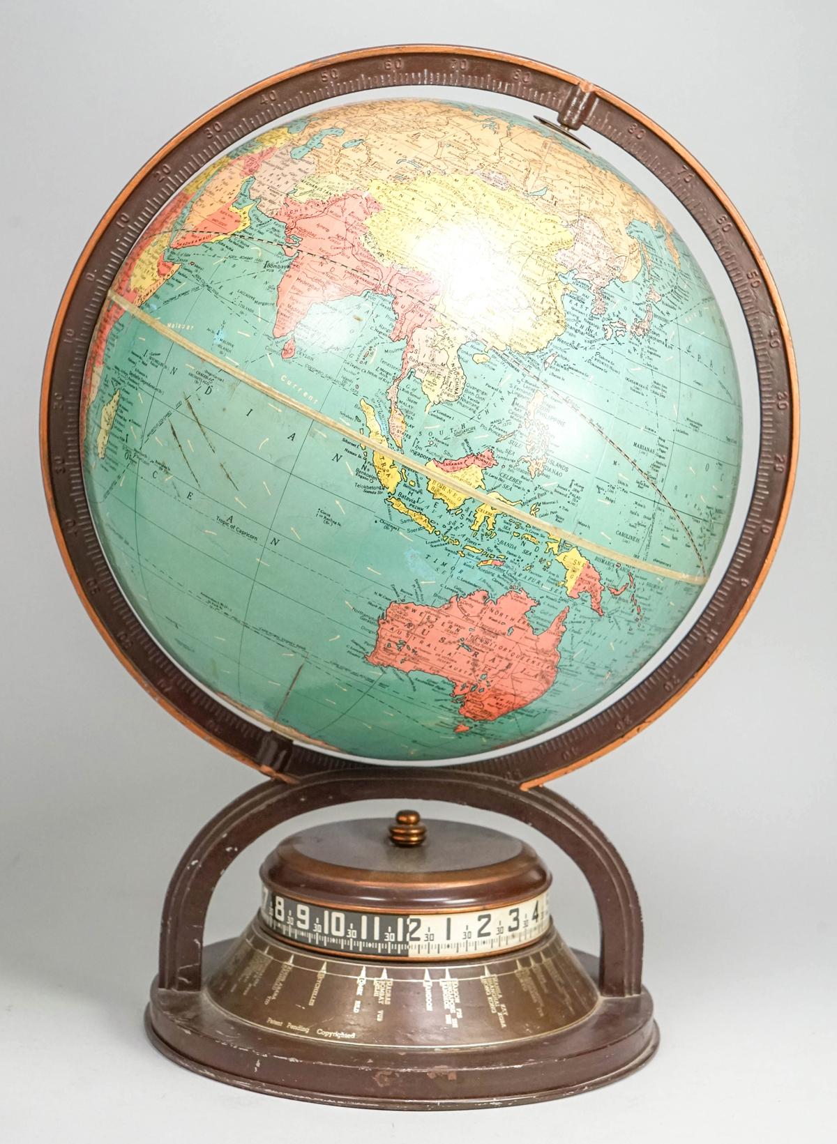 World Time Globe Clock, Ca. 1940's