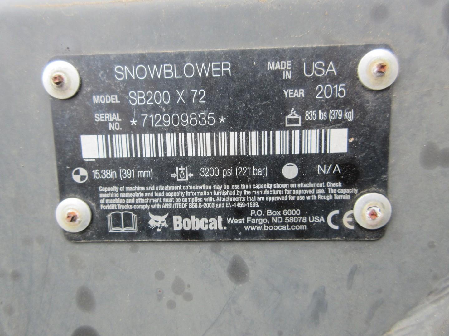 2015 Bobcat SB200 72" Snow Blower