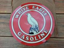 Old Vintage NOS New Old Stock Embossed Metal White Eagle Gasoline Tin Sign
