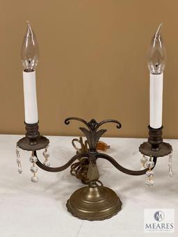 Pair of Twin Branch Electric Table Lamps, 13.75"x12"