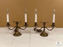 Pair of Twin Branch Electric Table Lamps, 13.75"x12"