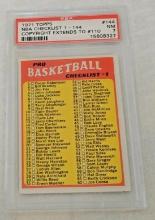 1971 Topps NBA Basketball Checklist Card #144 Unmarked PSA GRADED 7 Extends #110 Slabbed
