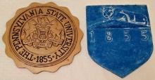 2 Vintage Penn State University Lion Logo Seal Crest 1855 College Plaque Lot PSU Football Cave Decor