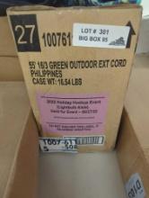 Box Lot of 5, HDX 55 ft. 16/3 Green Outdoor Extension Cord, Appears to be New in Factory Sealed Box
