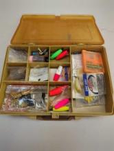 Dual-sided Tackle Box and contents including various fishing lures and other fishing accessories.
