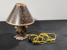 Table Lamp w/ Two Prisms and Leopard Print Shade
