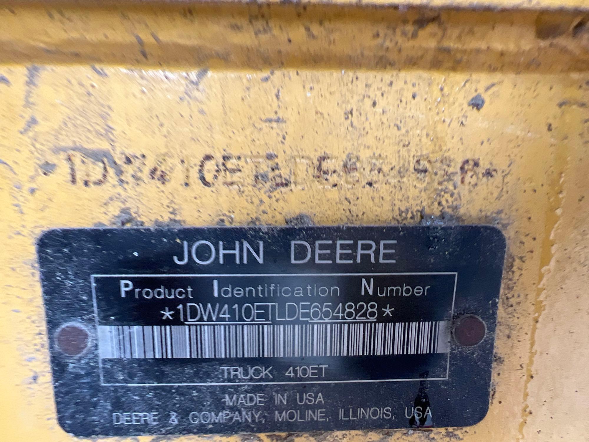 2013 JOHN DEERE 410E ARTICULATED HAUL TRUCK SN:1DW410ETLDE654828 6x6, powered by John Deere diesel