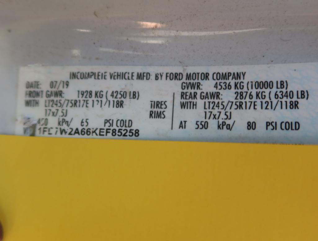 2019 Ford F-250 4 Door Service Body w/Ladder Rack, Gas, License# NPX-J97, VIN 1FD7W2A66KEF85258,