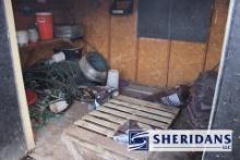 SHED CLEANOUT: SHED CLEAN OUT LOT FEATURING HOSES, FEEDERS, (2) ELECTR