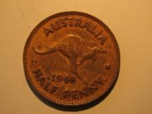 Foreign Coins:  1948 Australia 1/2 Penny