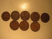 Foreign Coins: Canada WWII (1940,41,42,43,44,45),47,51&62 Cents