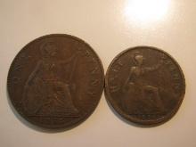 Foreign Coins: Great Britain 1935 Penny & 1926 1/2 Penny