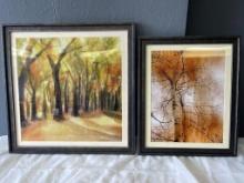 Framed Forest Print and Watercolor
