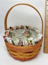 Longaberger Basket with Divided Plastic & Floral Liners