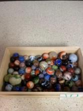 Small box of old marbles