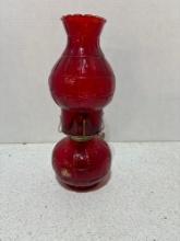 Viking glass ruby red window pane oil lamp