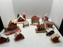 Collection of vintage putz Mica buildings