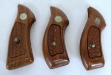 3 Pairs Smith & Wesson Small Revolver Wooden Grips...