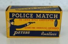 Full Vintage Box Peters Police Match .22 LR Cartridges Ammunition...