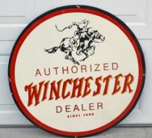 Vintage Winchester Porcelain 30" Round Advertising Sign - Authorized Winchester Dealer - A few small