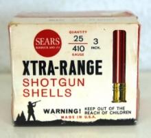 Full Vintage Box Sears Xtra-Range .410 Ga. 8 Shot 3" Shotshells Ammunition...