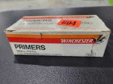 Small Standard Pistol Primers Box of Winchester brand small standard pistol primers, 1000 total prim