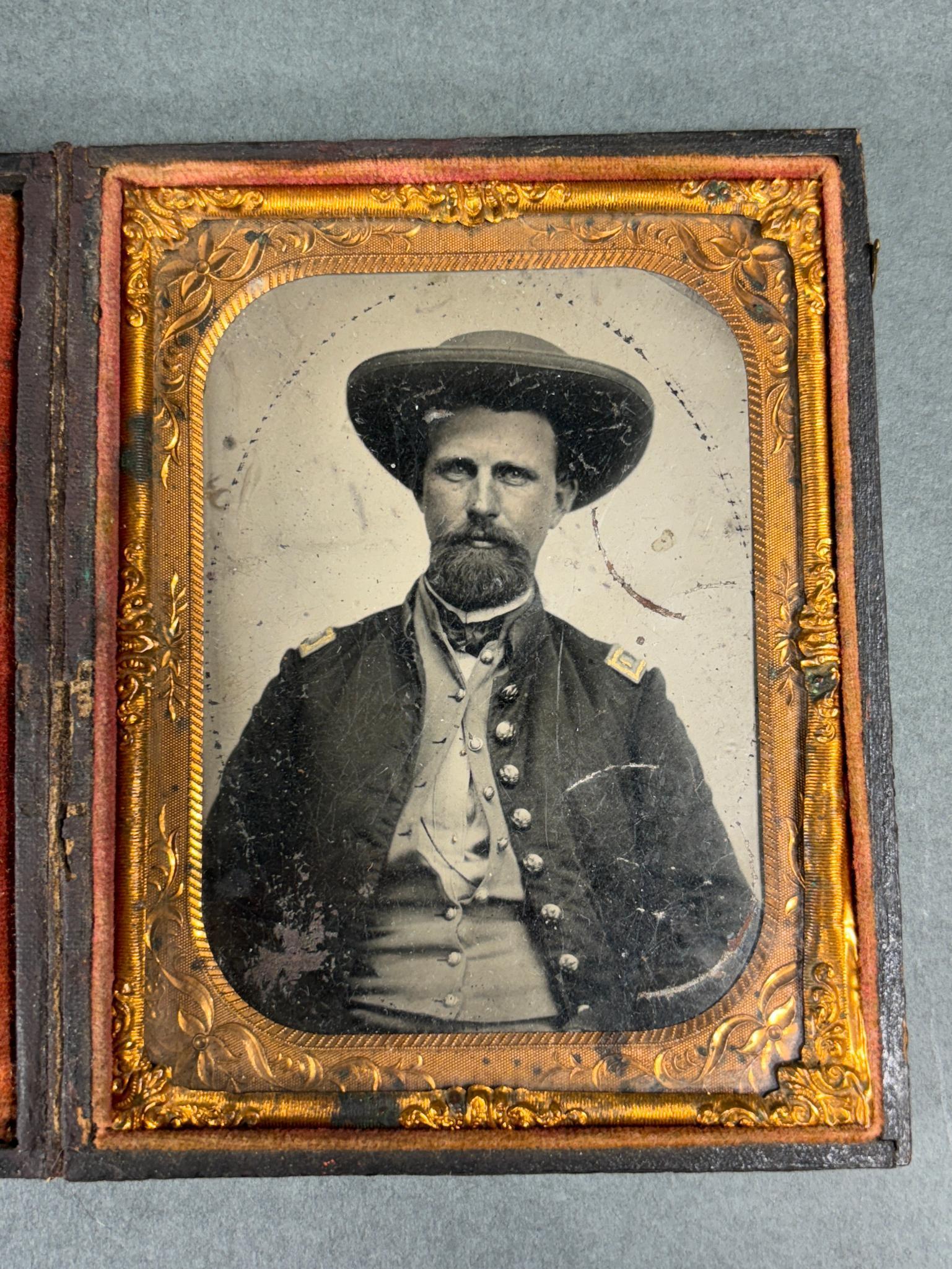 CIVIL WAR TINTYPE UNION OFFICER LARGE SLOUCH HAT