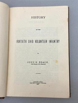 CIVIL WAR REGIMENTAL HISTORY 40TH OHIO VOL. INF. 1ST EDITION BOOK PUBL 1884