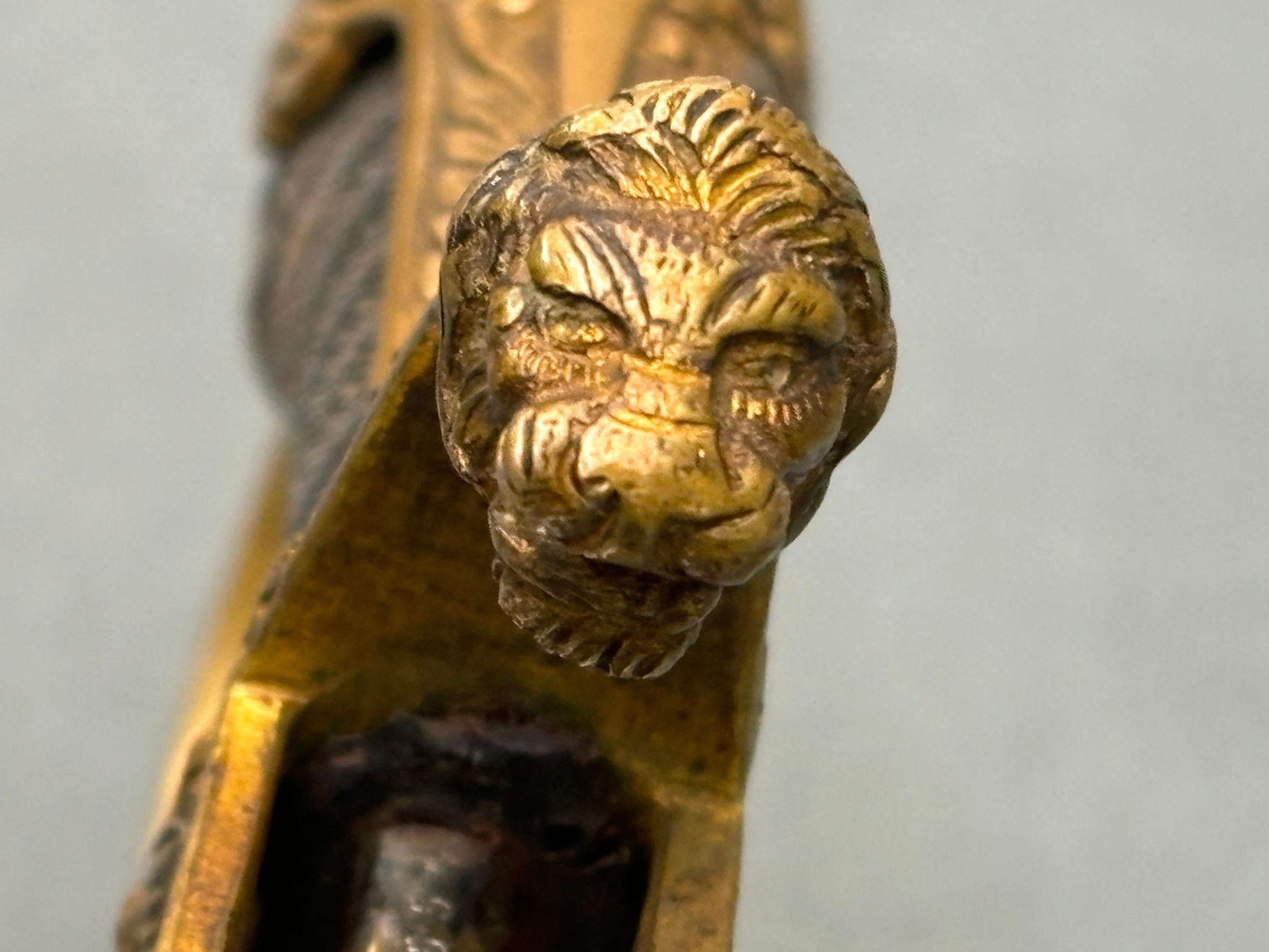 WWI IMPERIAL GERMAN LION HEAD ARTILLERY SWORD - JAWLESS VARIANT BY OTTO MERTENS