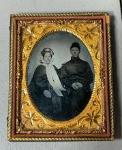 CIVIL WAR TINTYPE OF UNION SOLDIER AND WIFE