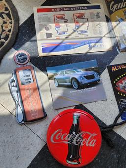 Automotive Lot of reproduction wall signs Coca Cola light Frisbee and more
