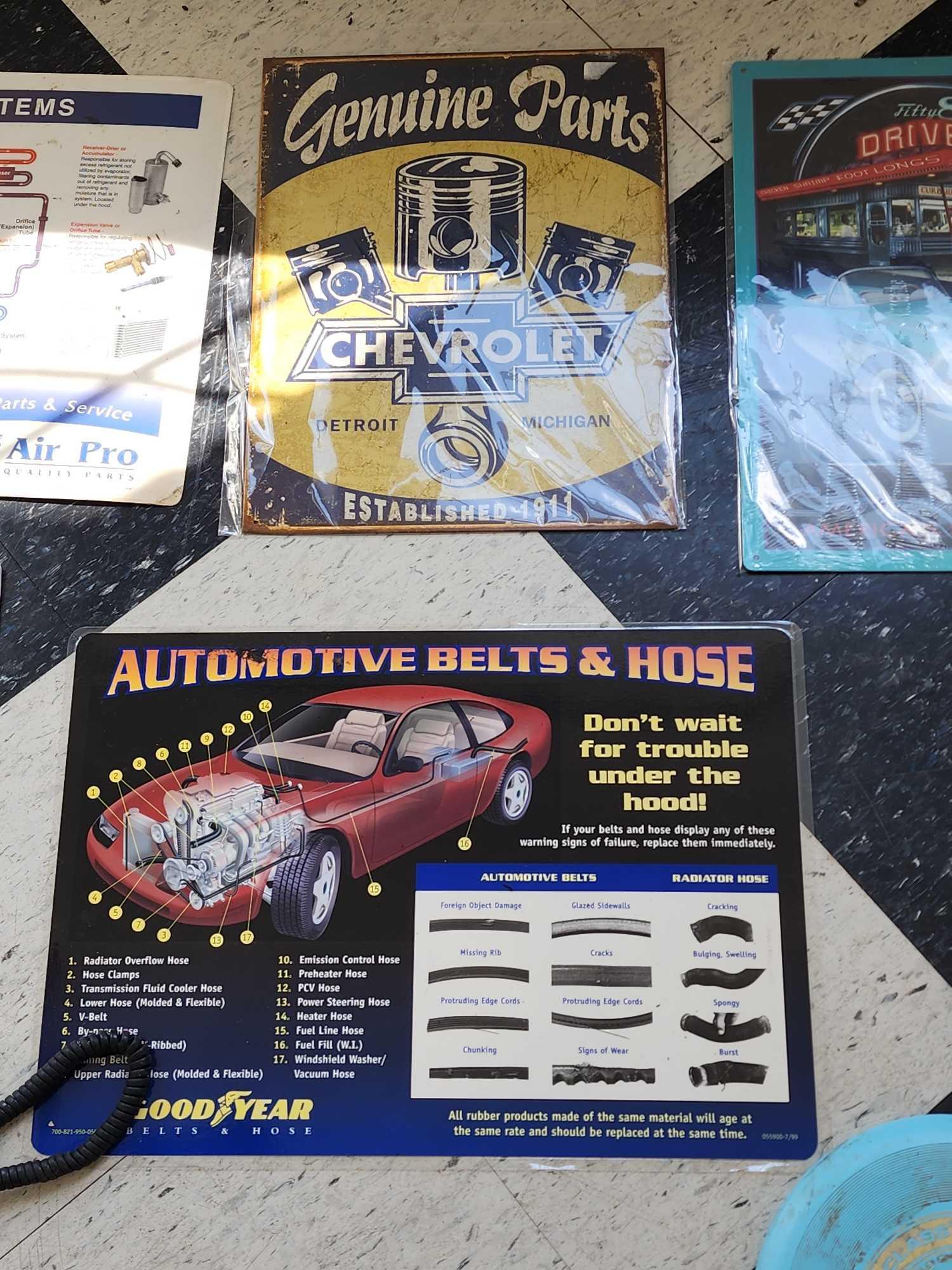 Automotive Lot of reproduction wall signs Coca Cola light Frisbee and more