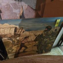 Handpainted Covered Wagon Scene Painting