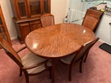 Broyhill Table (6) Chairs, (2) Extra Leaves, Server and 2pc Lighted China Cabinet