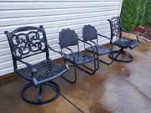 4 Black Metal Outdoor Chairs