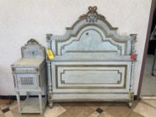 Ornate French Empire Bedroom Set with Headboard, Footboard, and Side Stand