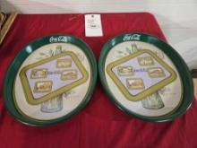 2 Leslie Cope Holiday Coca Cola Trays