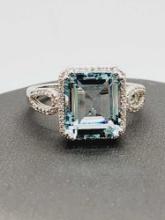 Beautiful light blue gemstone sterling silver ring, size 9